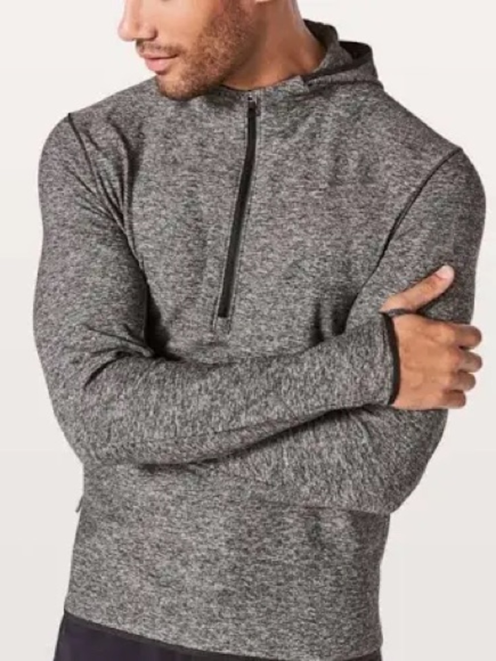 lululemon athletica Men's Gray Heathered Half-Zip Hoodie